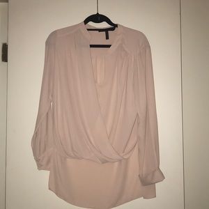 Blush long sleeve wrap blouse w/built in camisole.